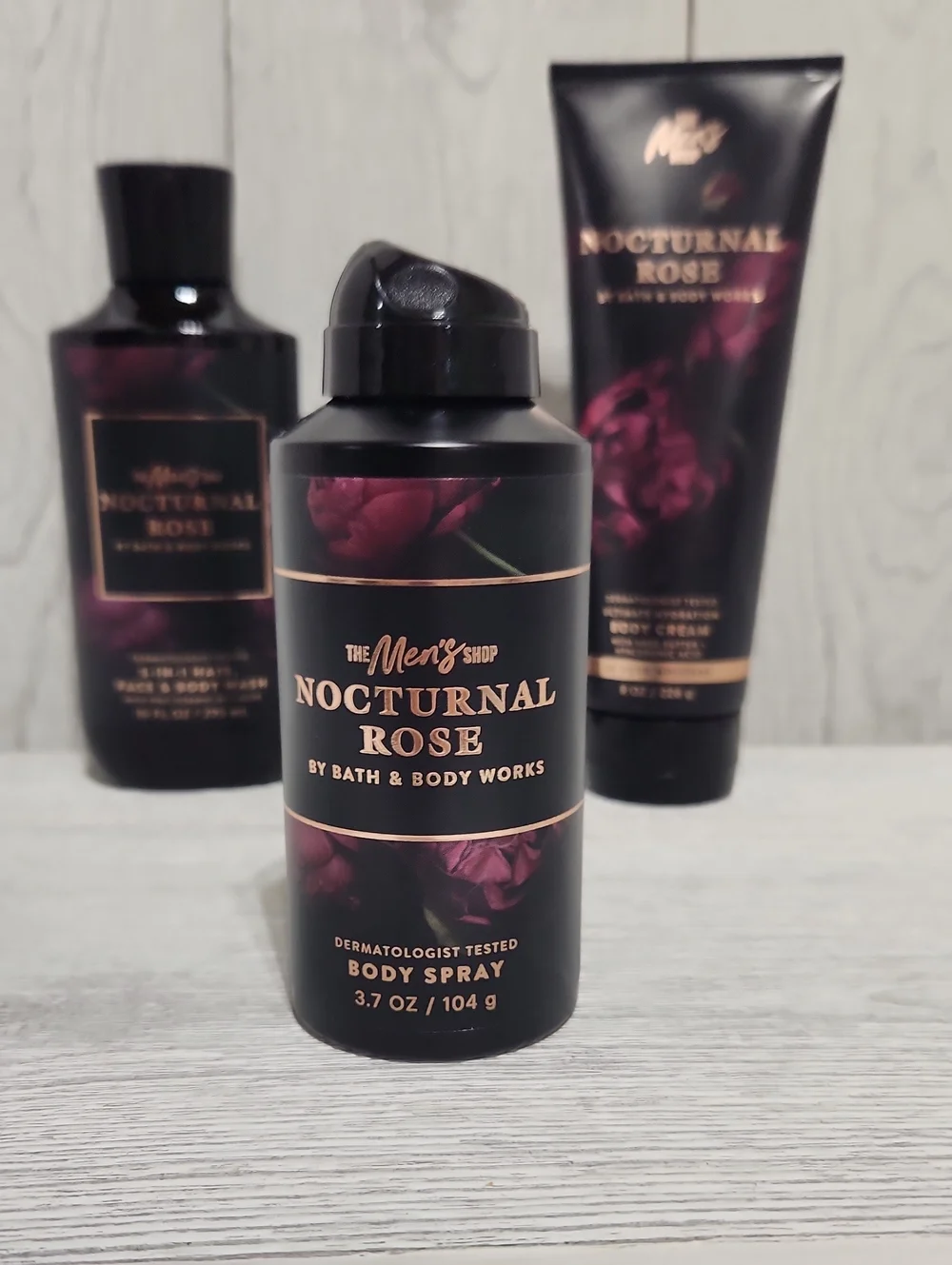 Bath & Body Works Men's Collection Nocturnal Rose 3pc Set Wash Cream Mist